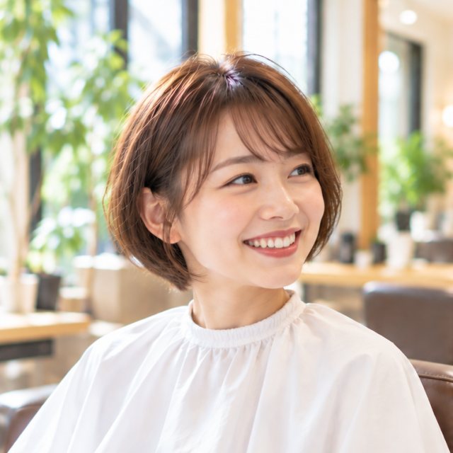 25歳のころの女性のショートボブ